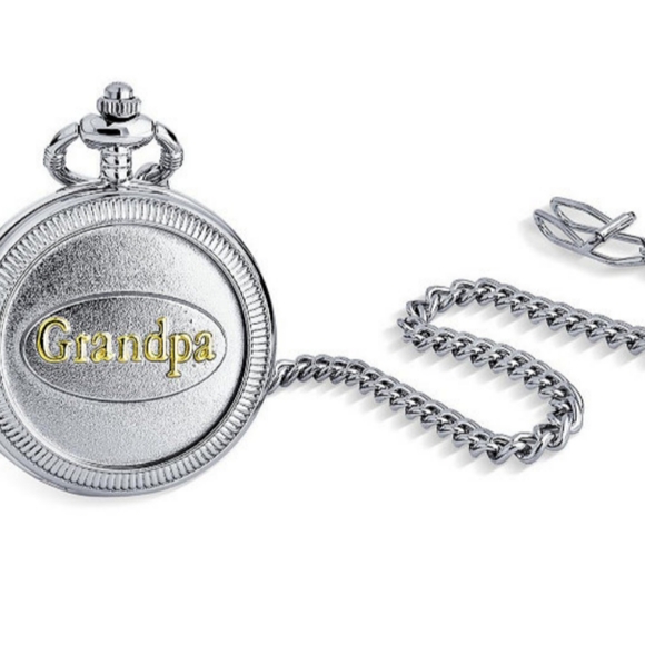 Bling Jewelry Skeleton Silver Tone Pocket Watch with Chain For Granda NWT - Picture 1 of 7